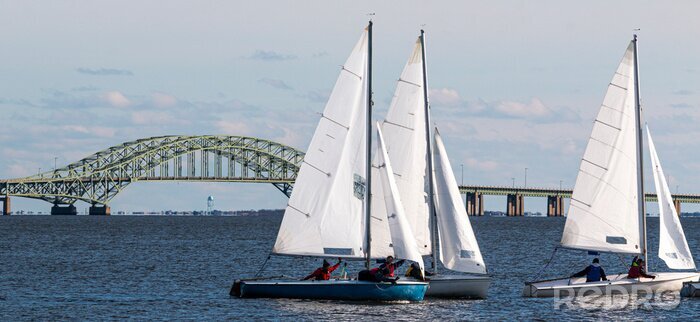 Poster  Three two person sailboats with The Great South Bay Bridge in December