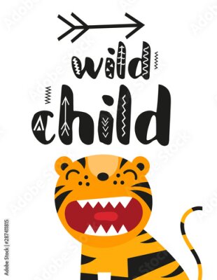 Poster  Tigre amusant avec une inscription