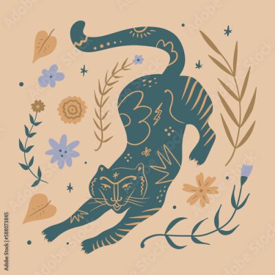 Poster  Tigre Boho dans l'illustration