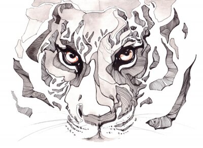 Poster  Tigre dans un portrait abstrait