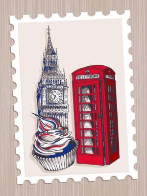 Poster  Timbre-poste de Londres avec Big Ben