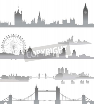 Poster  Toits de Londres London Eye Tower Bridge