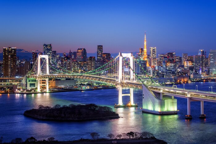 Poster  Tokyo Rainbow Bridge und Tokyo Tower
