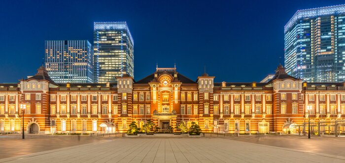 Poster  Tokyo Station. The historical red brick building and it is the busiest railway station in Tokyo, Japan