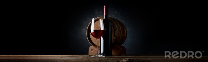 Poster  Tonneau et verre à vin
