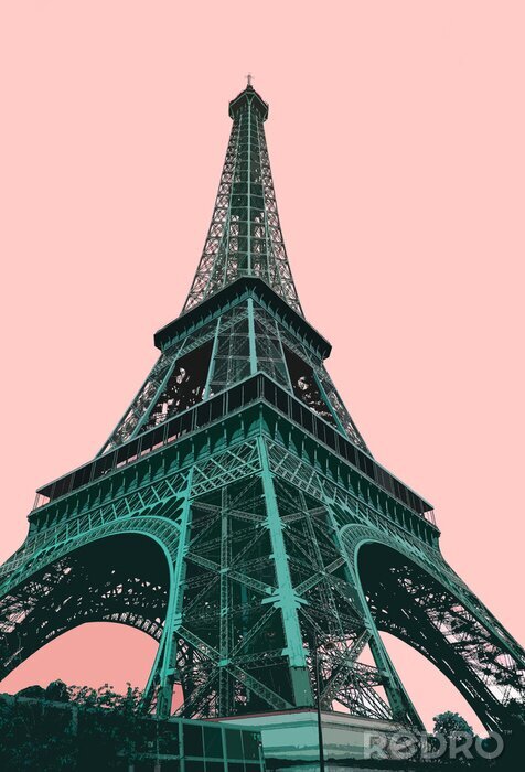 Poster  Tour Eiffel - style carte postale rétro