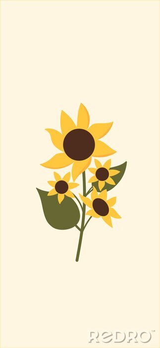Poster  Tournesol dans une illustration minimaliste