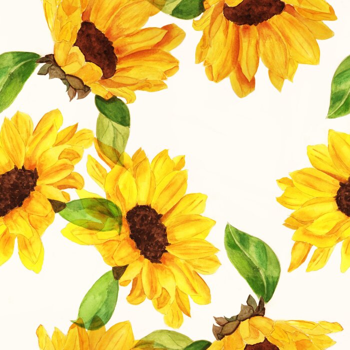 Poster  Tournesols et feuilles vertes