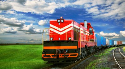 Poster  Train de marchandises dans un pré