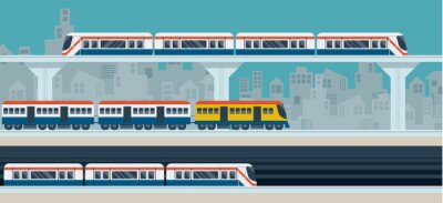 Poster  Train, Sky Train, métro, Illustration Icônes objets