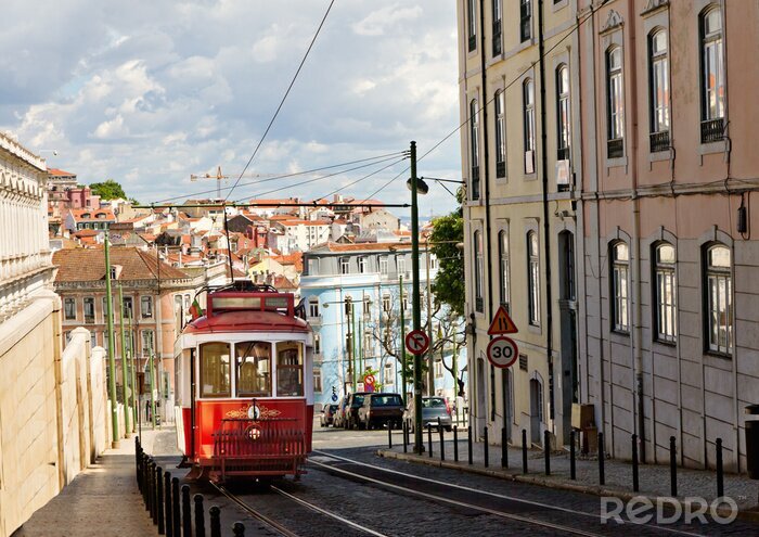 Poster  Tramway rouge classique historique de Lisbonne