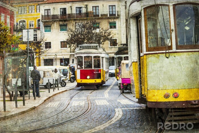Poster  Tramways vintage de Lisbonne