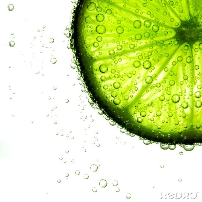Poster  Tranche de citron vert dans l'eau