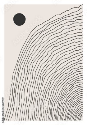 Poster  Trendy abstract creative minimalist artistic hand drawn line art composition