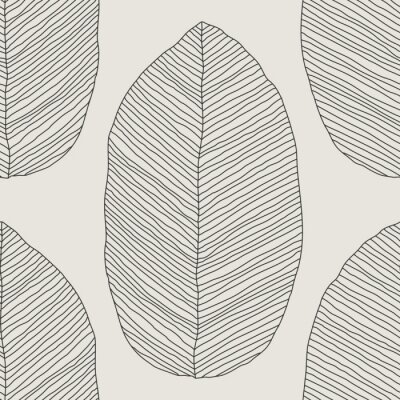 Poster  Trendy minimalist seamless botanical pattern with line art composition