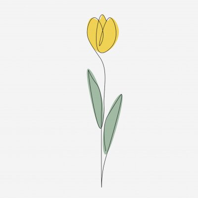 Poster  Tulipe jaune remplie d'éclaboussures de peinture