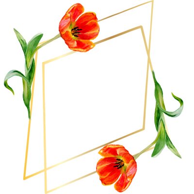 Tulipes rouges dans un cadre géométrique