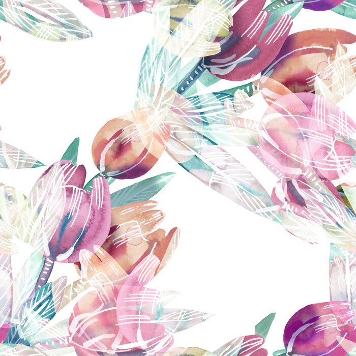 Poster  Tulipes vintage dans des tons doux de rose