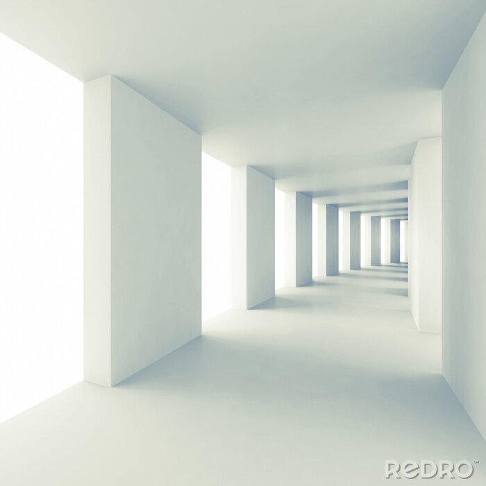 Poster  Tunnel blanc 3d