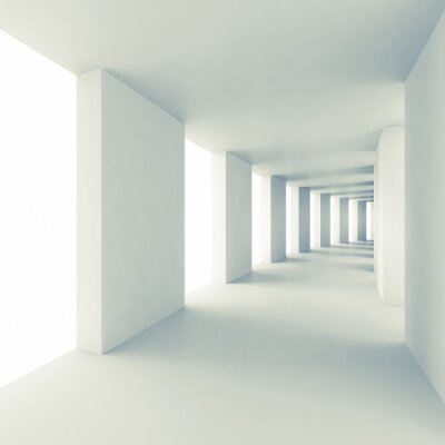 Tunnel blanc avec colonnes 3D