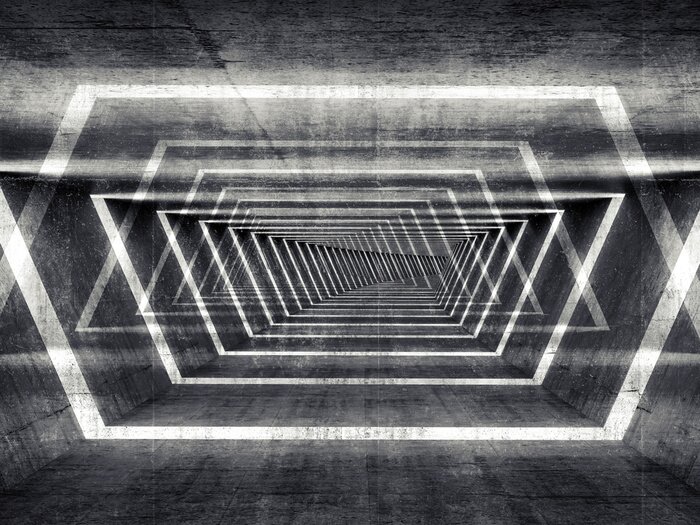 Poster  Tunnel éclairé en béton 3D