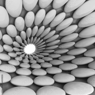 Poster  Tunnel en 3D avec des pierres blanches