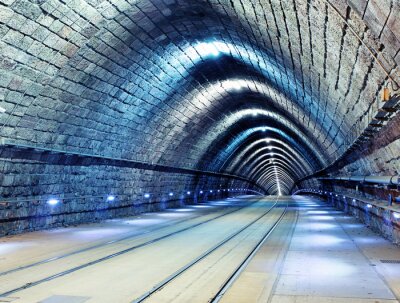 Tunnel en briques éclairé 3d