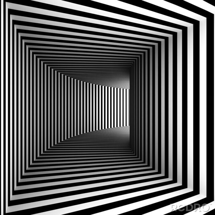 Poster  Tunnel noir et blanc op art.