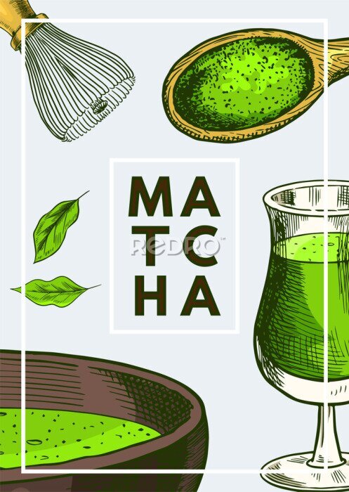 Poster  Typographie de thé vert matcha