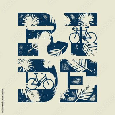 Poster  Typographie et feuilles de vélo
