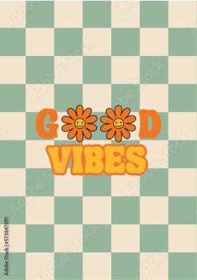 Poster  Typographie Good Vibes dans le style rétro