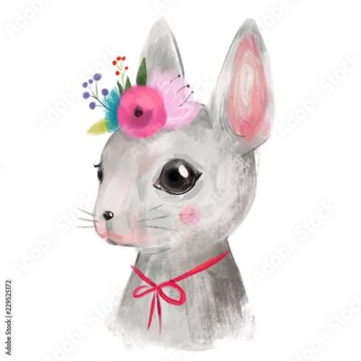 Poster  Un adorable lapin avec un nœud papillon autour du cou