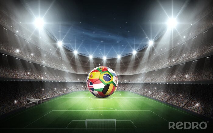 Poster  Un ballon coloré dans un stade éclairé