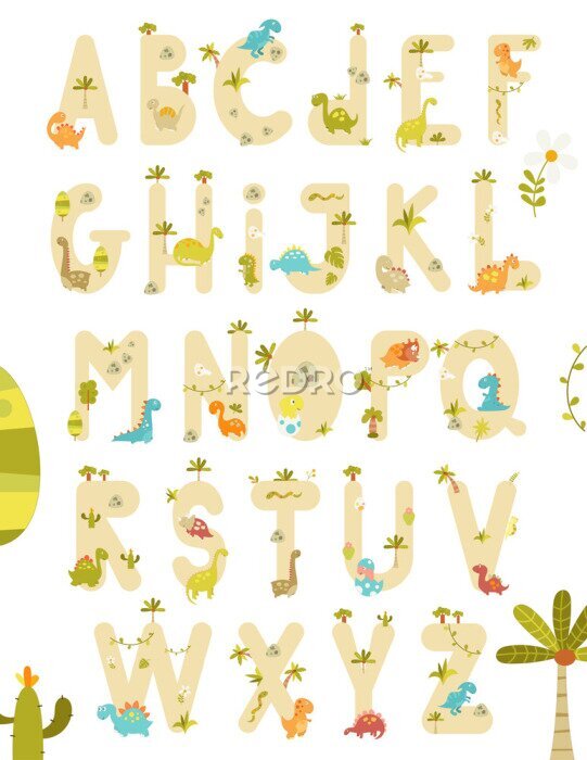 Poster  Un charmant alphabet avec des dinosaures pour les enfants