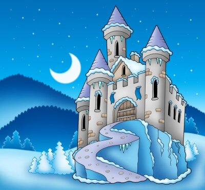 Poster  Un château entouré de paysages hivernaux