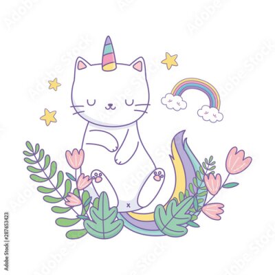 Poster  Un chaton ressemblant à une licorne
