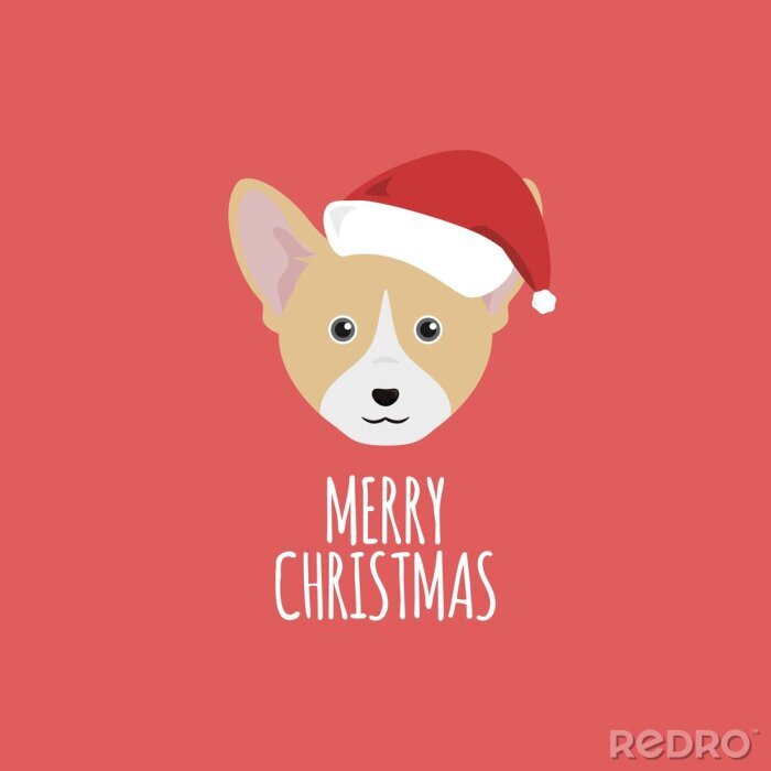 Poster  Un chien dans un bonnet de Noel