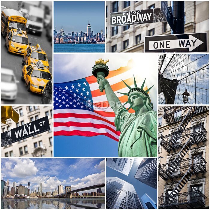 Poster  Un collage photo des symboles et attractions de New York.
