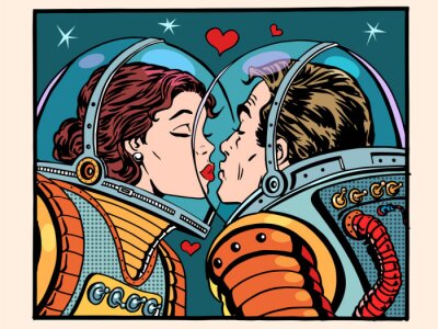 Poster  Un couple d'astronautes amoureux, style commande