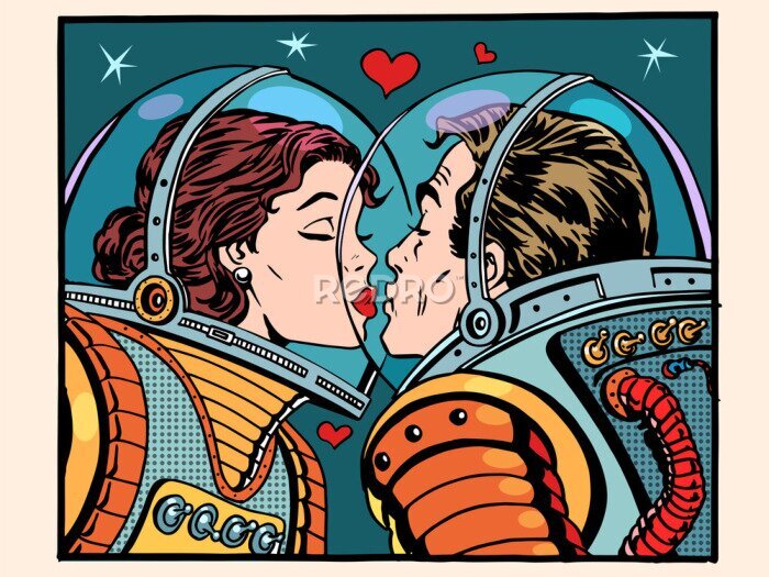 Poster  Un couple d'astronautes amoureux, style commande