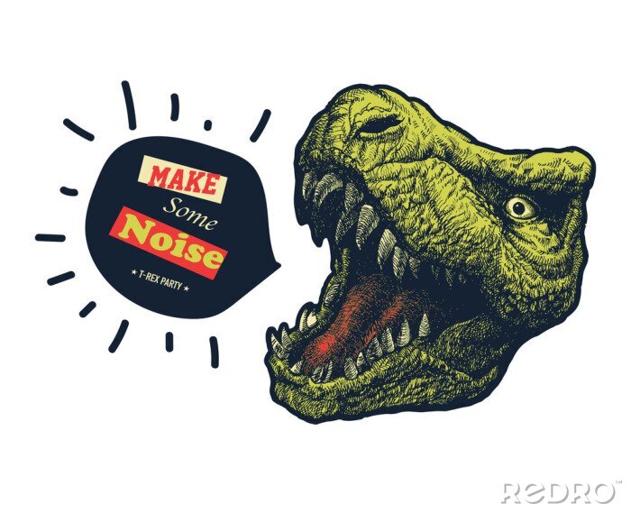 Poster  Un dinosaure bruyant avec une bouche ouverte