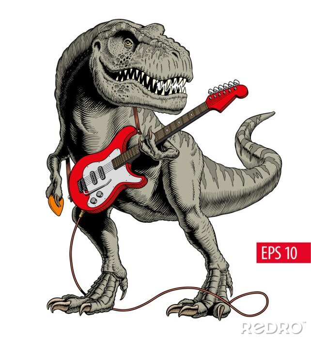 Poster  Un dinosaure jouant de la guitare électrique