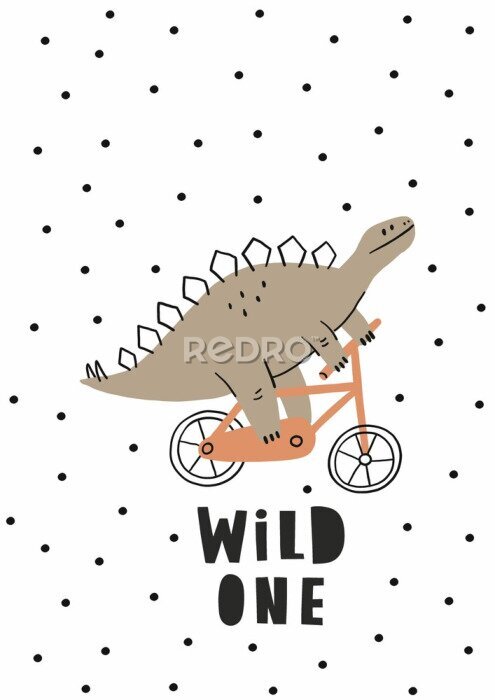 Poster  Un dinosaure sur un vélo