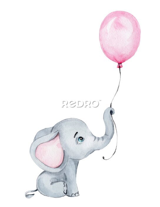 Poster  Un éléphant avec un ballon dans sa trompe