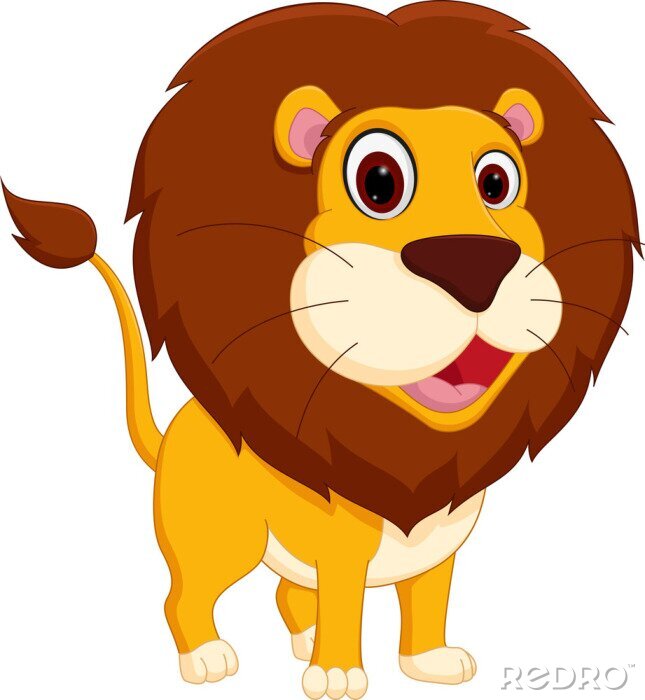 Poster  Un lion de dessin animé de lion avec un oeil plus grand et un oeil plus petit
