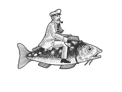 Un marin assis sur un poisson
