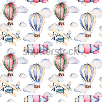 Poster  Un motif de conte de fées avec des machines volantes