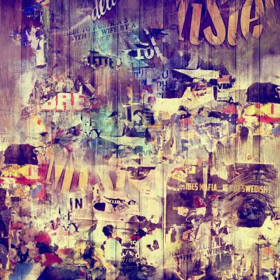 Poster  Un mur recouvert de vieilles affiches grunge