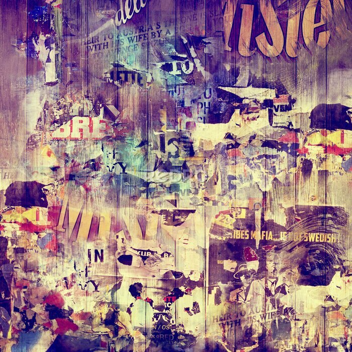 Poster  Un mur recouvert de vieilles affiches grunge