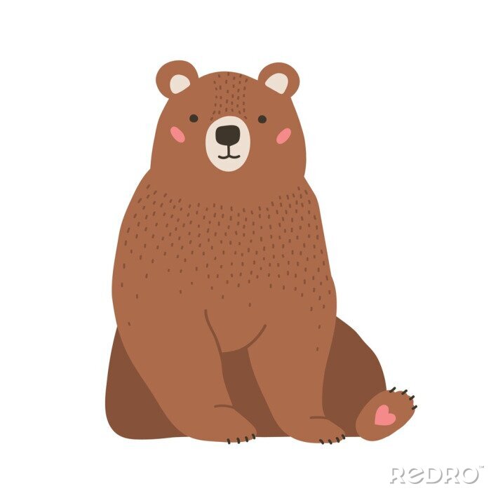 Poster  Un ours brun avec un coeur sur son pied